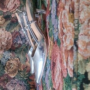 Silver Strappy Heel Sandal Sz 6 A New Day Pointed Toe